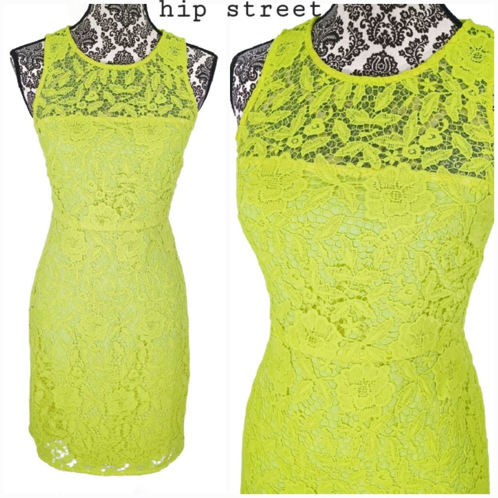 J CREW Sleeveless Neon Yellow Lace Sheath Pamela Party Dress 0